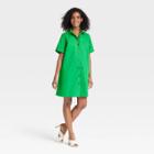 Women's Short Sleeve Button-down Trapeze Dress - Who What Wear Green