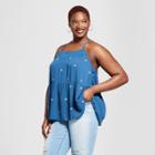Women's Plus Size Floral Print Strappy Tank Top - Universal Thread Blue X