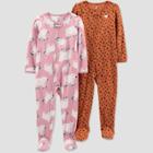 Toddler Girls' Bear Leopard Printed Fleece Footed Pajama - Just One You Made By Carter's Pink/brown