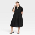 Women's Plus Size Puff Short Sleeve Lace Dress - Who What Wear Black