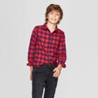 Boys' Classic Flannel Long Sleeve Button-down Shirt - Cat & Jack Red/navy