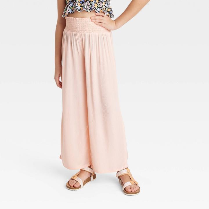 Girls' Wide Legged Cover Up Pants - Art Class Peach