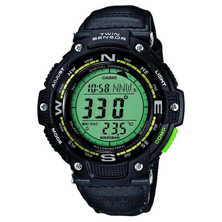 Casio Men's Twin Sensor Compass Watch With Nylon Strap - Green, Black