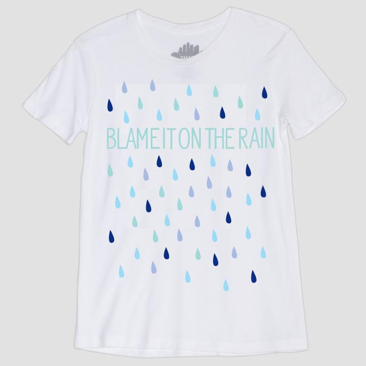 Awake Women's Short Sleeve Blame It On The Rain Graphic T-shirt - Lyric Culture White