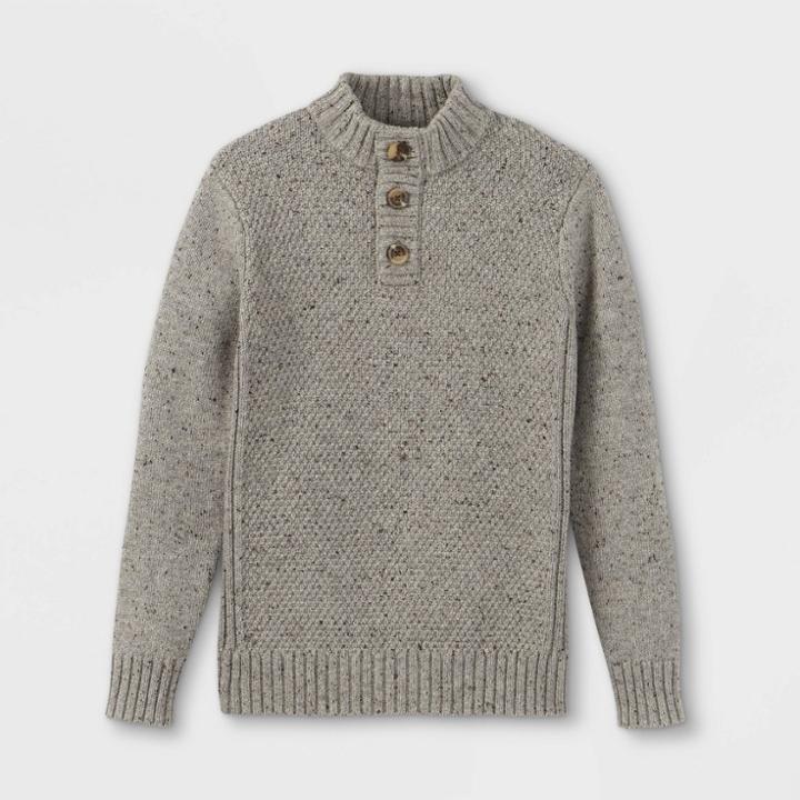 Boys' Textured Mock Neck Sweater - Cat & Jack Gray
