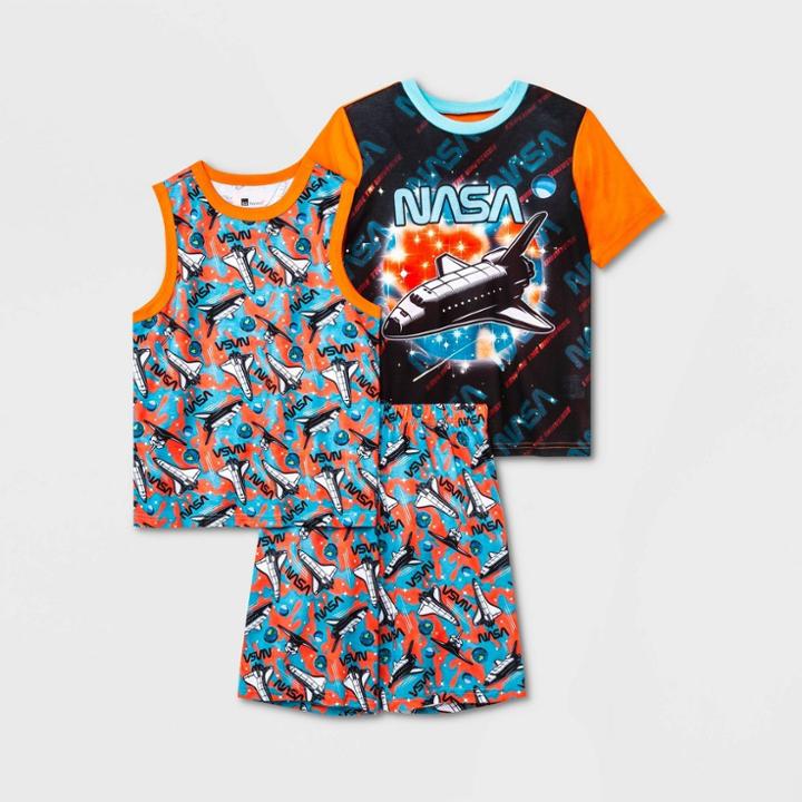 Boys' Nasa 3pc Pajama Set - Orange/blue/black