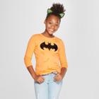 Plus Size Girls' Dc Comics Batman Halloween Flip Sequin Long Sleeve T-shirt - Orange