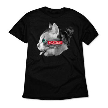 Dynasty Apparel Men's Cat Bun Short Sleeve Graphic T-shirt - Black