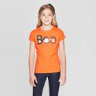 Girls' Short Sleeve Boo Halloween Graphic T-shirt - Cat & Jack Orange