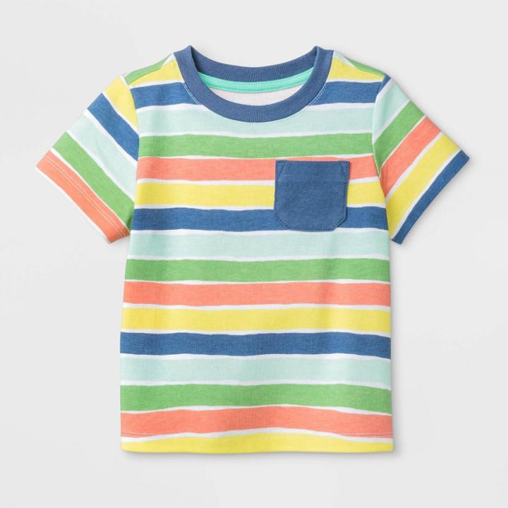 Petitebaby Boys' Short Sleeve Stripe Pocket T-shirt - Cat & Jack Newborn, Boy's,