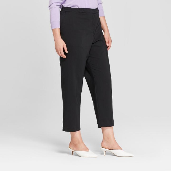 Women's Plus Size Straight Leg Ankle Length Trouser - Prologue Black