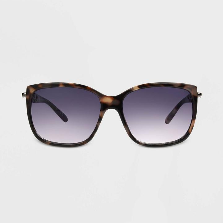 Women's Square Tort With Temple Detail Sunglasses - A New Day Brown, Women's,