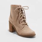 Women's Cailey Heeled Lace Up Fashion Bootie - Universal Thread Taupe