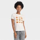 Mighty Fine Women's Halloween Pumpkin Grid Short Sleeve Graphic T-shirt - White