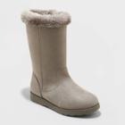 Girls' Nina Zipper Slip-on Shearling Style Winter Boots - Cat & Jack Gray