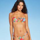 Juniors' Tunneled Tie-front Bralette Bikini Top - Xhilaration Multi Floral Print