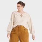 Women's Plus Size Collared Pullover Sweater - Who What Wear Cream
