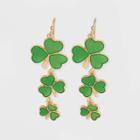 No Brand St. Patrick's Day Clover Dangle Earrings - Green, Women's,