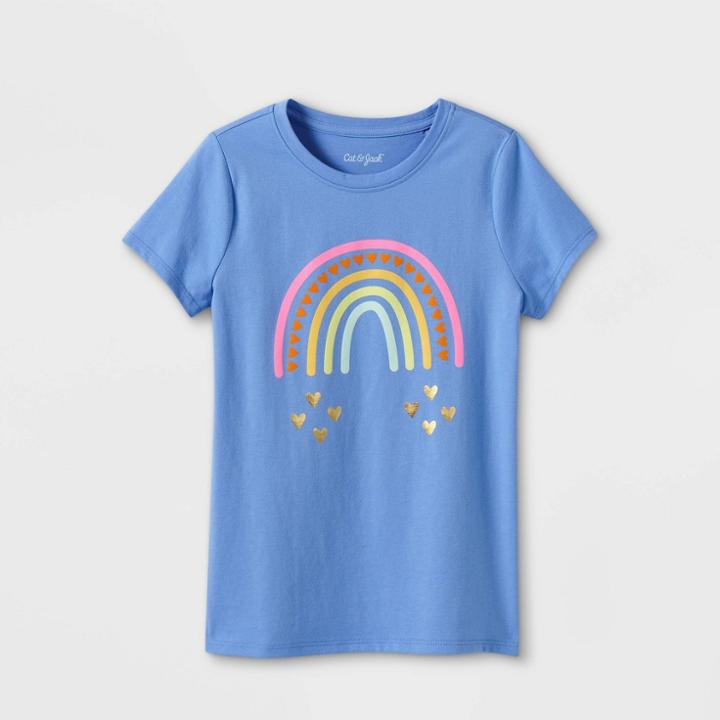 Girls' 'rainbow' Graphic T-shirt - Cat & Jack Periwinkle Blue