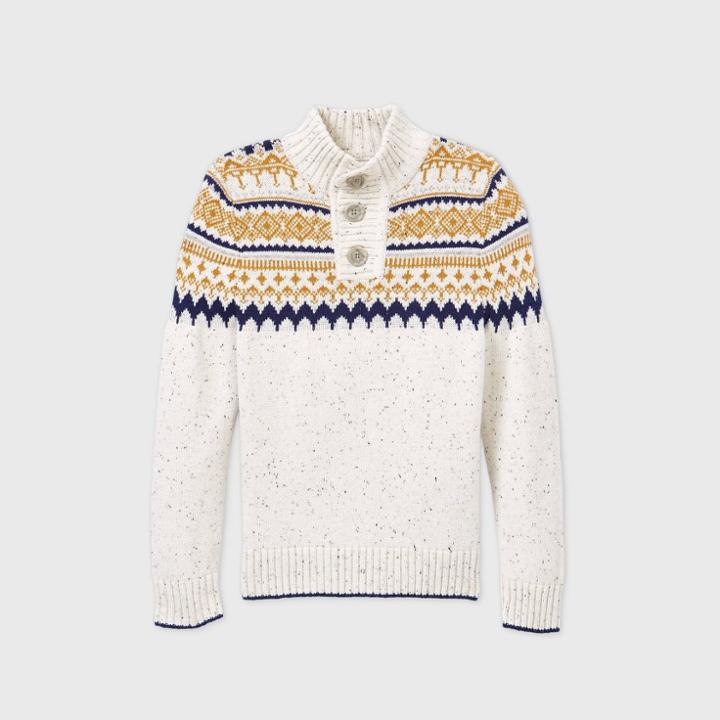 Boys' Fair Isle Mock Neck Sweater - Cat & Jack Gray