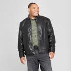 Men's Big & Tall Full Grain Zipper Front Moto Jacket - Goodfellow & Co Black