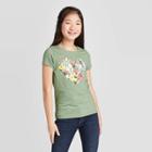 Petitegirls' Short Sleeve Floral Heart Graphic T-shirt - Cat & Jack Army Green