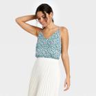 Women's Floral Print Woven Cami - A New Day Blue