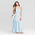 Women's Sleeveless V-neck Button Front Tiered Denim Dress - Universal Thread Blue