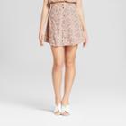 Women's Floral Print Button Front Mini Skirt - Xhilaration Peach Passion