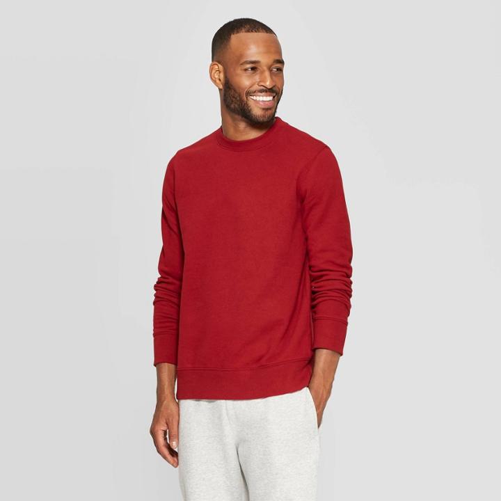 Men's Standard Fit Ultra-soft Fleece Sweatshirt - Goodfellow & Co Red