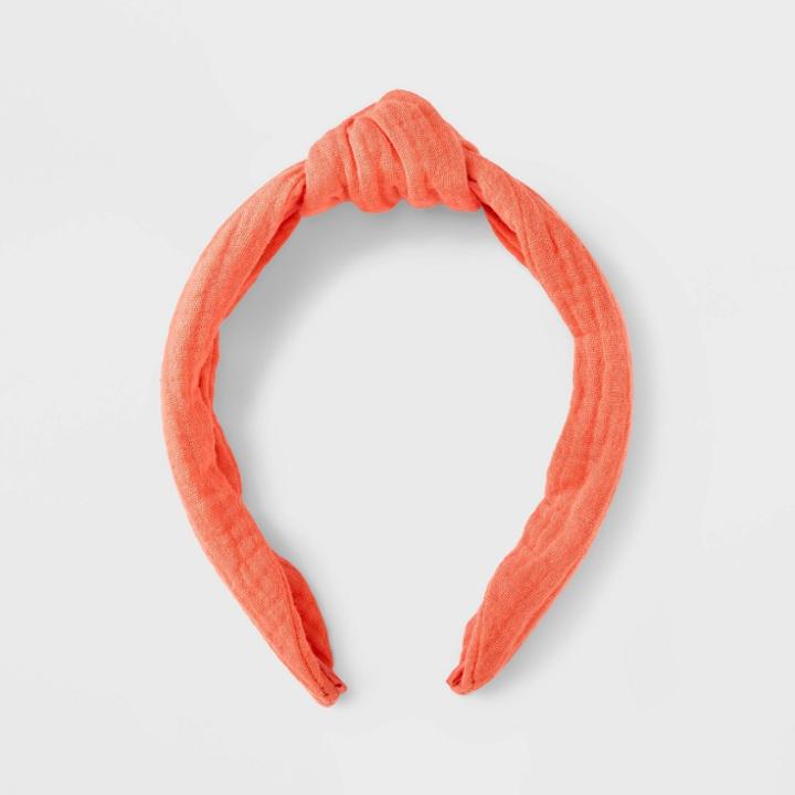 Cotton Top Knot Headband - Universal Thread Coral Orange