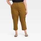 Women's Plus Size High-rise Straight Leg Ankle Pants - A New Day Olive Drab