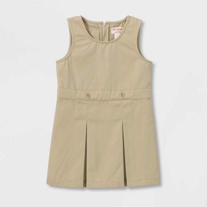 Toddler Girls' Sleeveless Uniform Woven Jumper - Cat & Jack Khaki