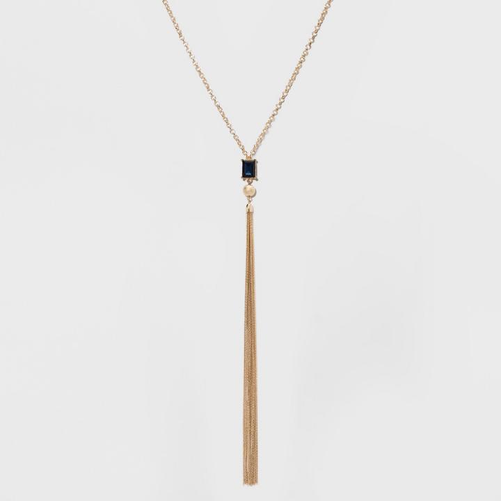 Glitys, Ball, And Chain Tassel Long Necklace - A New Day Gold/blue