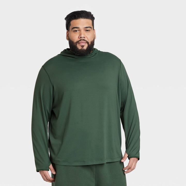 Men's Big & Tall Long Sleeve Upf T-shirt - All In Motion Dark Green