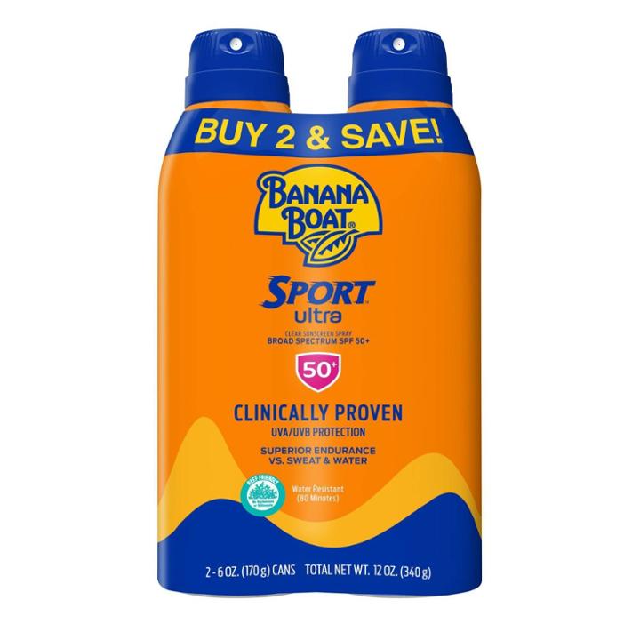 Banana Boat Ultra Sport Clear Spray Broad Spectrum Sunscreen - Spf 50 - 6oz - Twin Pack