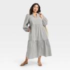 Women's Plus Size Long Sleeve Tiered Dress - A New Day Blue