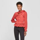 Women's Long Sleeve Tiered Ruffle Blouse - Who What Wear Red