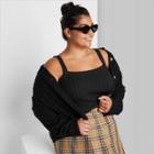 Women's Plus Size Rib Cropped Sweater Tank Top - Wild Fable Black