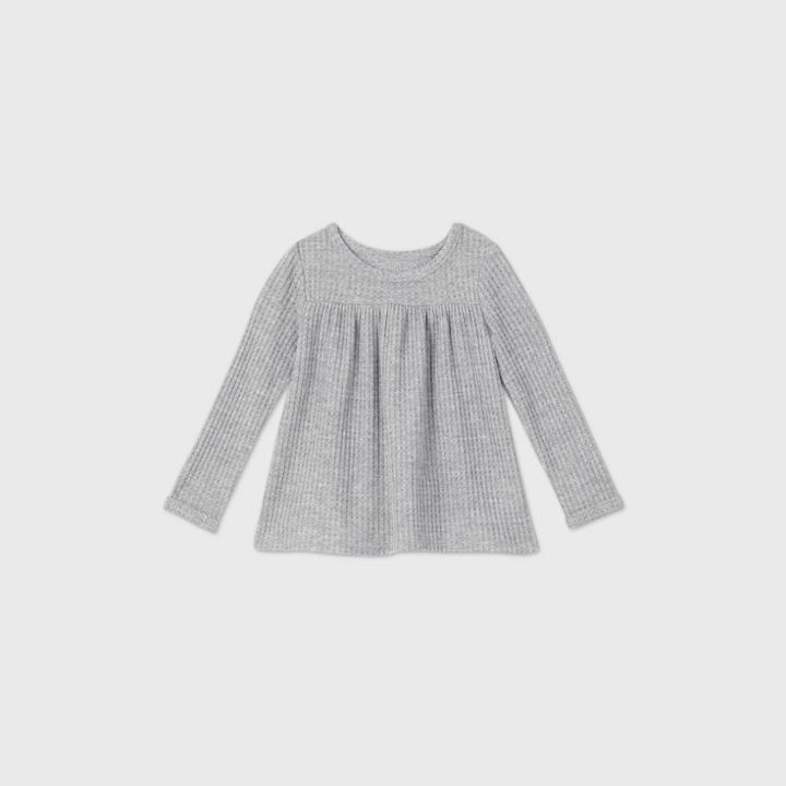 Toddler Girls' Long Sleeve Cozy Waffle T-shirt - Cat & Jack Gray