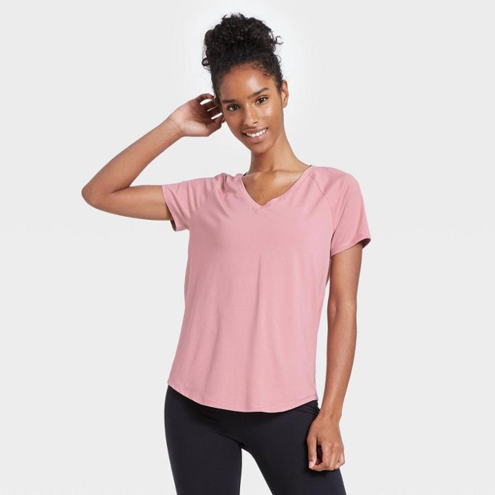 Women's Essential V-neck Short Sleeve T-shirt - All In Motion Rose