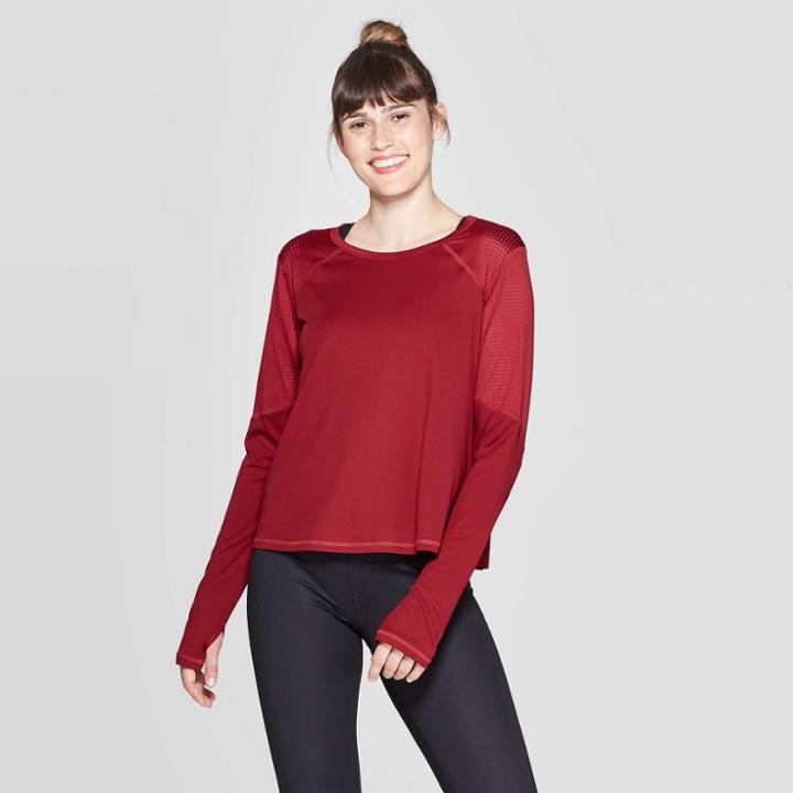 Women's Training Long Sleeve Mesh Open Back T-shirt - C9 Champion Red
