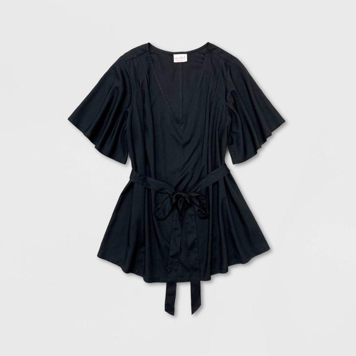 Maternity Short Sleeve Woven Blouse - Isabel Maternity By Ingrid & Isabel Black