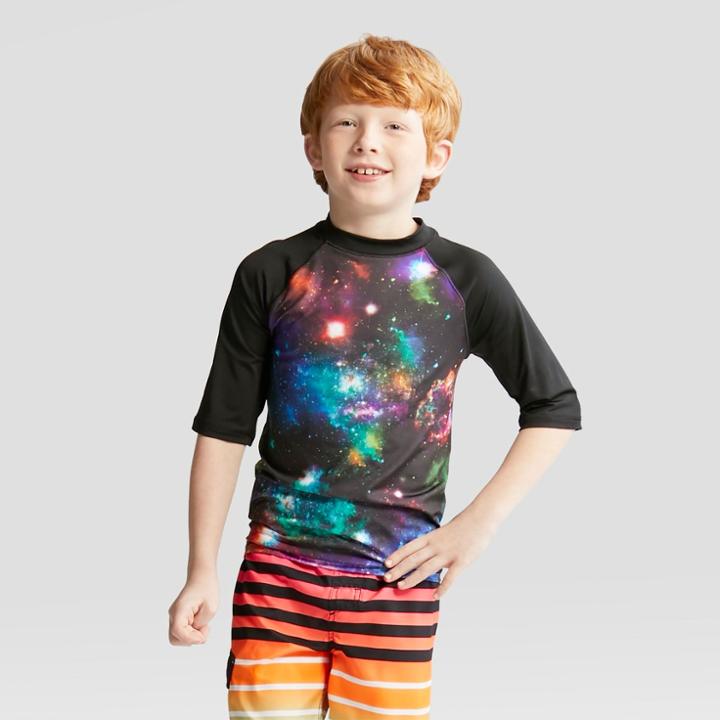 Boys' Galaxy Print Rash Guard - Cat & Jack Black