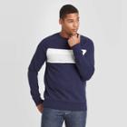 Men's Colorblock Regular Fit Crew Fleece Sweatshirt - Goodfellow & Co Navy