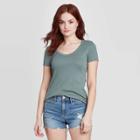 Women's Slim Fit Short Sleeve Scoop Neck Rib-knit T-shirt - Universal Thread Green