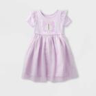Toddler Girls' Adaptive Short Sleeve Knit Tulle Dress - Cat & Jack Soft Violet