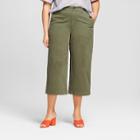 Women's Plus Size Wide Leg Denim Crop Pants - A New Day Olive