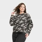 Women's Plus Size Toile Print Fleece Sweatshirt - Universal Thread Dark Gray Floral