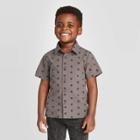 Petitetoddler Boys' Short Sleeve Button-down Shirt - Art Class Black 12m, Toddler Boy's, Gray